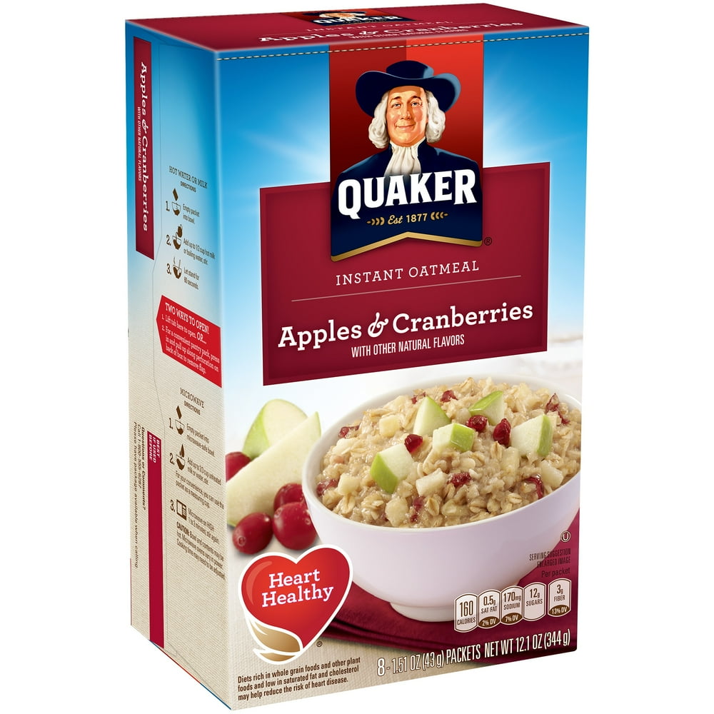Quaker Instant Oatmeal, Apples & Cranberries, 8 Packets