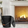 thumbnail image 6 of Metal Fireplace Ash Bucket With Shovel Lid Cover Fire Pits Stove Sturdy Black, 6 of 8