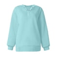 thumbnail image 4 of Women'S Casual Button-Down Sweatshirt, Long Sleeve V Neck Pullover Top With Flared Hem, Soft Loose Fit For Relaxed Daily Wear Wrm Aesthetic Sweater Plus Sweater Cardigan (M, Light Blue) ZMTing, 4 of 5