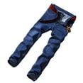 thumbnail image 2 of Baggy Jeans for Men Straight Leg Casual Elastic Waist Denim Pants Comfy Lightweight Workwear Classic Jeans Trousers Navy 28, 2 of 8