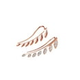 thumbnail image 2 of AFFY Cubic Zirconia Ear Crawler Cuff Earrings 14k Rose Gold Over Sterling Silver Climber Studs Olive Leaf, 2 of 2
