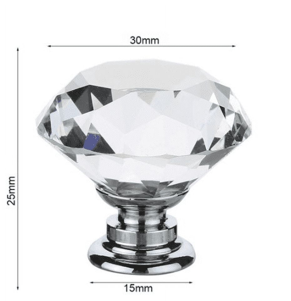 12 Pcs White Clear Crystal Glass Cabinet Knobs 30mm Diamond Shape Drawe