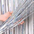 thumbnail image 1 of 4 Pieces Silver Metallic Fringe Curtain Shiny Foil Fringe Curtain Shimmer Sequin Curtain Party Decoration Birthday Wedding Halloween Photobooth Christ, 1 of 5
