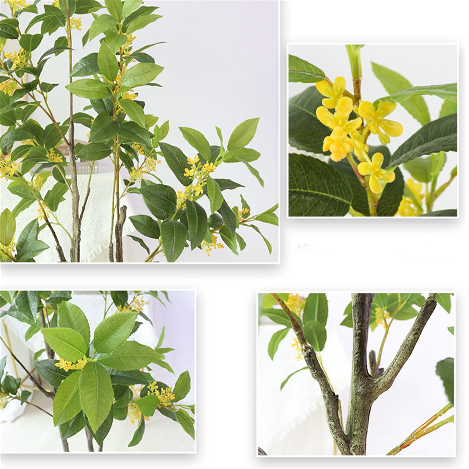 Artificial Osmanthus Tree Faux Plant Potted, Adjustable Branches, Realistic Fake Osmanthus Flowers Tree For Home Front Door Outdoor Indoor Decoration