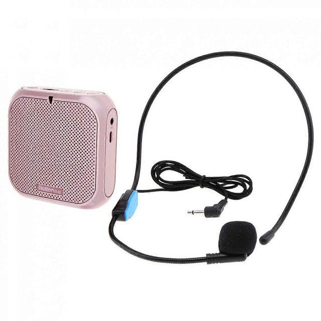 Rolton K400 - Minialtavoz portátil con cable, 3 colores, megáfono, amplificador de voz, altavoz, micrófono, banda para la cintura con clip, color rosa