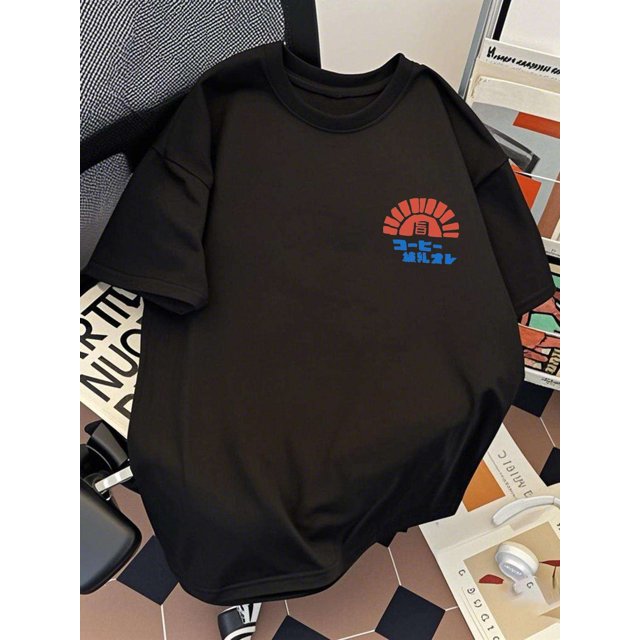 Japanese Style Men T-shirts Hip Hop Regular Size Streetwear Casual Heavyweight 220gsm Cotton Fashion Brand Unisex Tees Short Sleeve Male Tops Drinks, Casual Sporty Tee, Summer Gifts