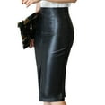 thumbnail image 4 of Minnieouse Faldas lápiz de oficina para mujer, de PU negra de alta gama, exquisita artesanía, embellecedor del cuerpo, curvada Prendas para la parte inferior del cuerpo negro 5XL, 4 of 6