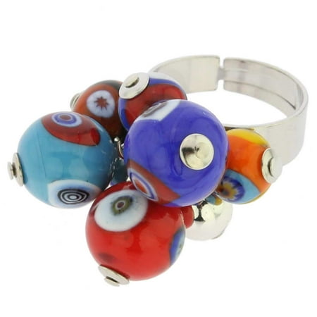 Multi Color Murano Glass Ring - GlassOfVenice Murano Glass Millefiori Sorgente Ring - Multicolor