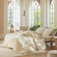 thumbnail image 2 of MooMee 100% Washed Cotton Duvet Cover Set Queen Size Linen Like Textured Breathable Lightweight Soft 3-Piece (Cream White, 90"x90"), 2 of 7