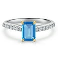 thumbnail image 3 of Gem Stone King 10K Two Tone Gold Swiss Blue Topaz and Lab Grown Diamond Engagement Ring for Women | 1.15 Cttw | Emerald Cut 7X5MM | Gemstone November Birthstone | Size 8, 3 of 6