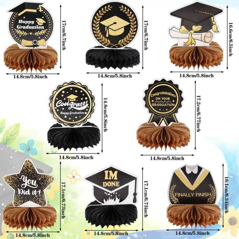 Black and Gold Graduation Centerpieces for Tables 2022 9Pcs, Graduation  Honeycomb Centerpieces Graduation Decorations Supplies Favors Class of  2022, You Did It, Congrats Grad, I'm Done Centerpieces 