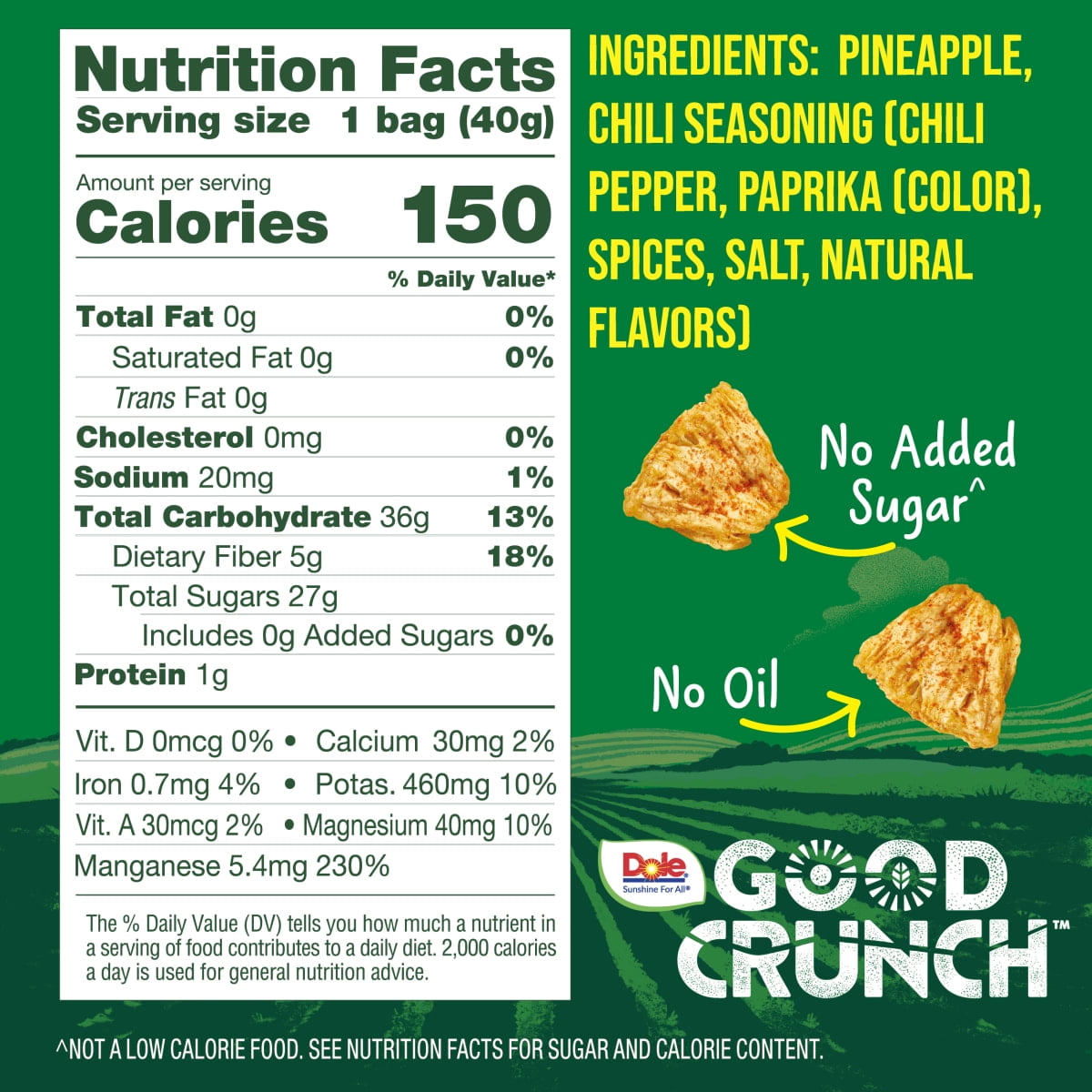 Dole Good Crunch Chili Pineapple Bites, Made with All Natural Fruit, 1.4 oz, 6 Pack
