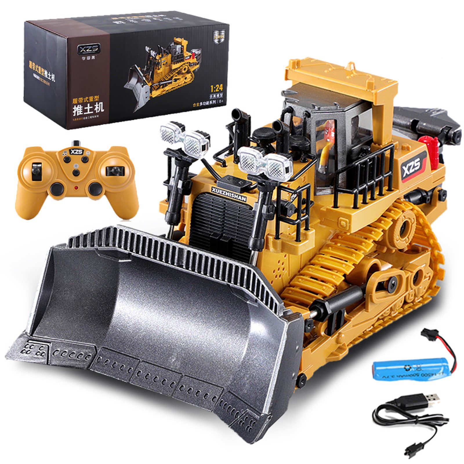 GARENAS Remote Control Truck Bulldozer Cater Pillar Remote Control Car Excavator Toy Alloy