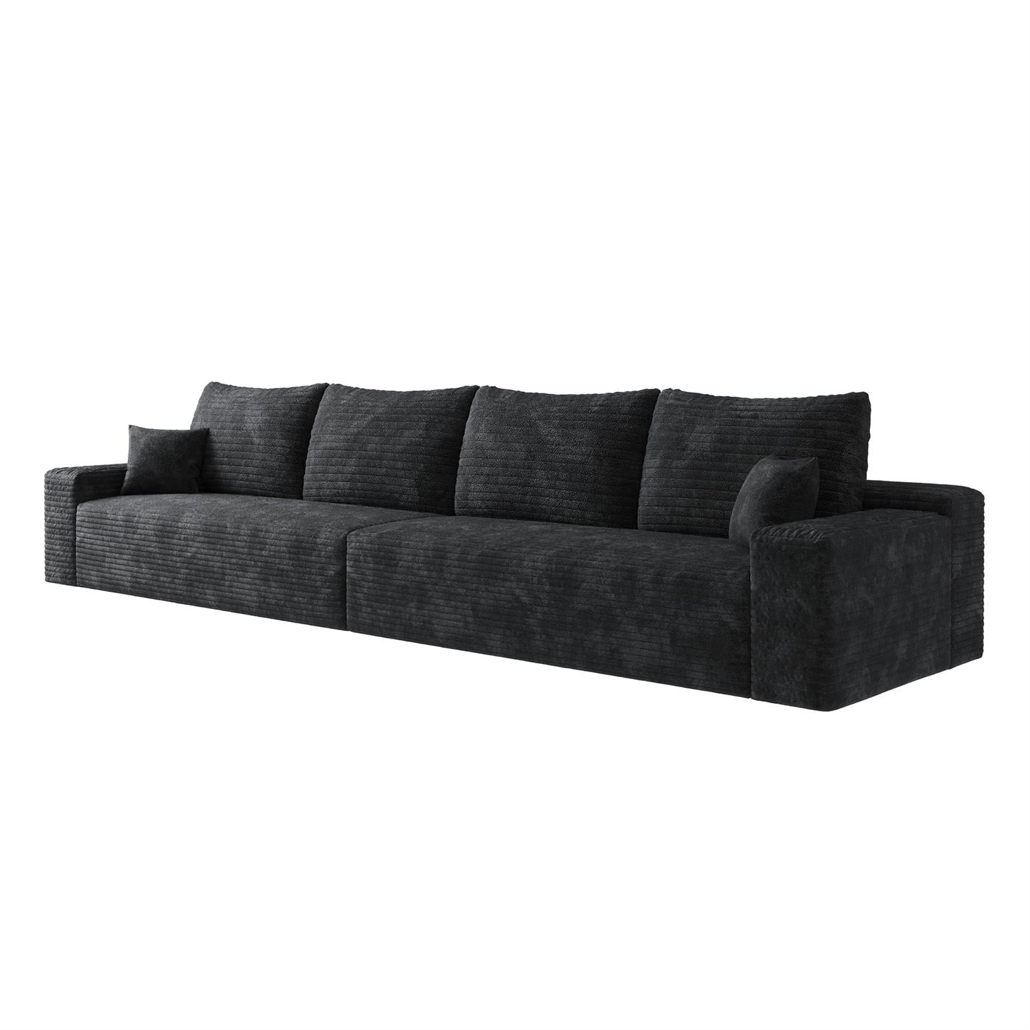 Demi Bonn 140" Cloud Sectional Sofa, Modern Modular Deep Seat Upholstered Couch for Living Room & Bedroom, No Assembly Needed, Black