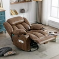 thumbnail image 7 of SOCIALCOMFY Manual Swivel Glider Rocker Recliner Chair with Heated Massage, 360° Swivel Overstuffed Lounge Chair with 2 Cup Holders, Side Pockets & USB Ports for Living Room, Brown, 7 of 7