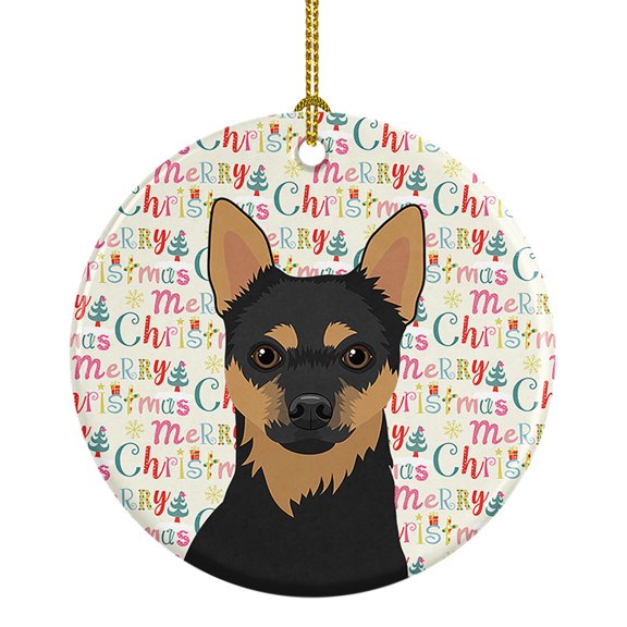 Chihuahua Black and Tan #1 Christmas Ceramic Ornament 2.8 in x 2.8 in