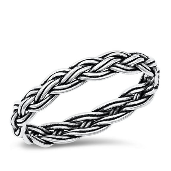 Cute Weave Braided Wedding Ring .925 Sterling Silver Band Jewelry Female Male Unisex Size 5