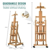 H-Frame Easel for Painting, Adjustable Art Easel Stand for Canvases(Up to 77 Inch) and Crafts, Foldable Wood Tabletop Easel Set for Adults, Natural