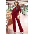 thumbnail image 5 of KOH KOH Long Pant One Off Shoulder 3/4 Short Sleeve Sexy Wide Leg Casual Summer Fall One Piece Jumpsuit Pant Suit Romper Playsuit Tall Overall For Women Crimson Dark Red Large US 12-14 JSN003, 5 of 6