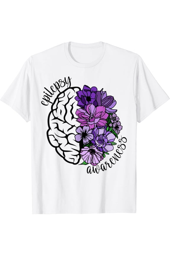 Epilepsy Awareness Purple Brain Flower T-Shirt