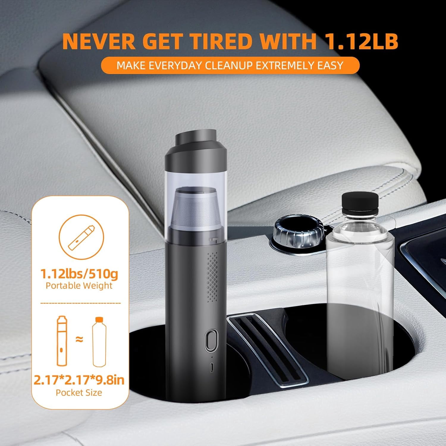 Cordless Handheld Vacuum Cleaner, 16000PA Strong Suction, Lightweight Portable for Car, Home, Office with Accessories