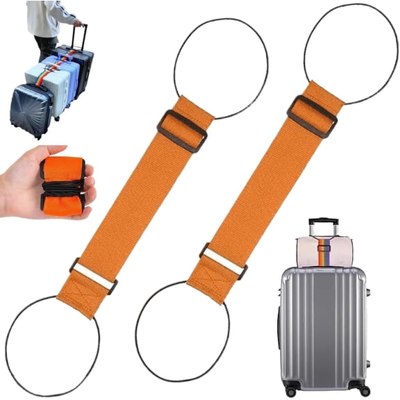 2PCS Multi Use Strong Adjustable Luggage Connector Straps, Elastic Fastening Belt, Rainbow Travel Straps Waterproof, High-Strength Durable for Luggage