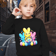 thumbnail image 3 of Little Boy Colorful Easter Bunnies Crewneck Sweatshirt - 100% Cotton Long Sleeve Pullover for Easter and Casual Wear, 3 of 6