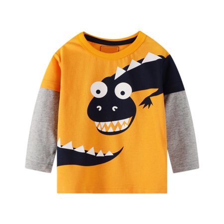 

Yubatuo Children Infant Kid Boys Cartoon Dinosaur Letter Print T-shirt Tops Shirts Tee Baby Boy Clothes Orange 90
