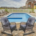 thumbnail image 1 of Set of 2 Rattan Rocking Chair, Wicker Padded Rocking Chair with Soft Washable Cushion, Weatherproof PE Rattan, Patio Recliner, Weight Capacity 160KG/352lbs - Gray, 1 of 6