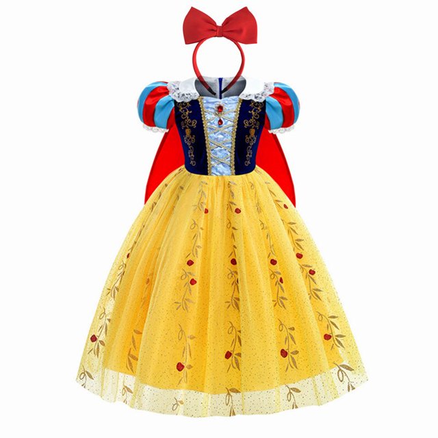 Vestido de princesa Blancanieves para niña, disfraz con capa, vestido de baile de encaje para Halloween, fiesta de cumpleaños, vestido de Cosplay para niños de 2 a 10 años Fivean unisex