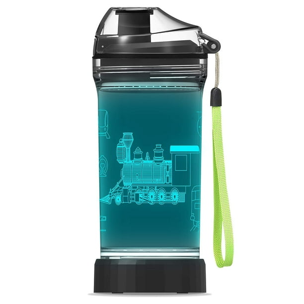 Botella de agua YuanDian Light Up Kids de 420 ml con diseño de tren 3D