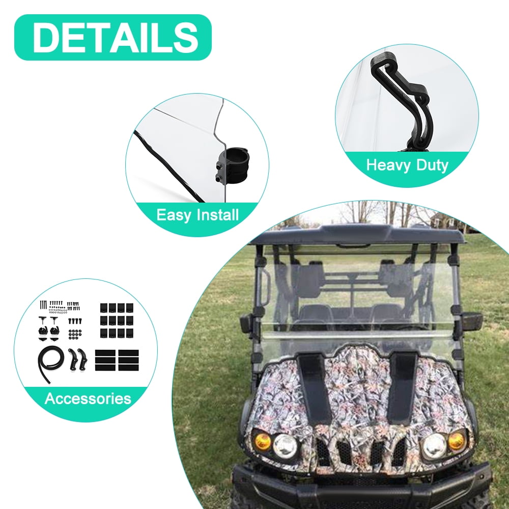 Kojem 2-in-1 Folding UTV Windshield for 2015-2022 Massimo MSU 500/ 700 Bighorn Coleman HiSun 2016 2017 2018 2019 Clear Front
