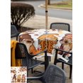 thumbnail image 4 of Outdoor Tablecloth with Umbrella Hole and Zipper, Fall Thanksgiving Square Table Cloth 54x54 Inch Waterproof Tablecloth, Maple Leaf Pumpkin Gnomes Gray Wooden Picnic Table Cover for Patio Camping, 4 of 7