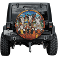 thumbnail image 3 of Lotusprinthandmade Cute Colorful Goats Graphic Spare Tire Cover With Backup Camera Hole 6 Sizes (29 in.), goats pattern tire cover, goats design wheel cover, 3 of 7
