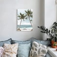 thumbnail image 2 of Beach Seaside Canvas Wall Art: Coastal Coconut Trees Painting Ocean Swing Hanging on Palm Tree Picture Seascape Sunset Artwork Decor for Living Room Bathroom 16" x 12", 2 of 6