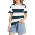 thumbnail image 4 of UACY Striped T-Shirt for Girls, Short Sleeve, Crew Neck (Blackish Green, 6-7 Years), 4 of 7