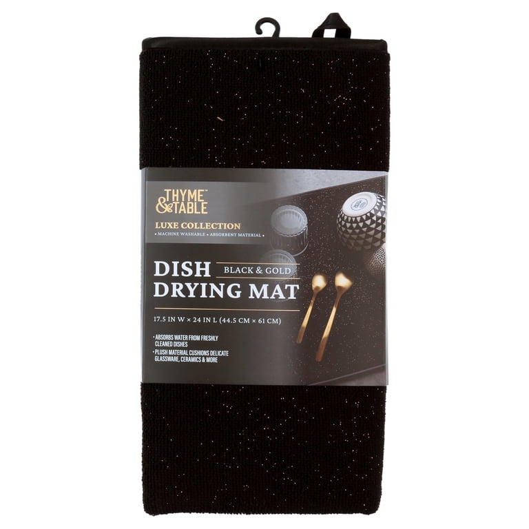 Thyme & Table Absorbent Dish Drying Mat, Black Gold photo 2