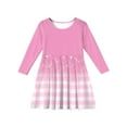 thumbnail image 5 of Abcomgle Long Sleeve Dress for Girls 14-16 Casual A-Line Fall Girls T-Shirt Dresses Plaid Colorblock Crew Neck Girls Skater Dress Summer Swing Skirt for 4-14t Kids 4-5 Years,Pink, 5 of 5