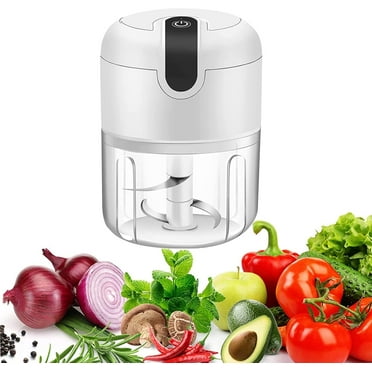 Portable Electric Mini Garlic Chopper and Food Processor with USB Charging–Vegetable,Chili,Fruit,Ginger,and Mincer & Grinder,250ml,White
