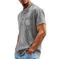 thumbnail image 4 of Miluxas Men's Henley Short Sleeve Shirt Lightweight Soft Crew Neck Casual Button T-Shirts Summer Basic Tees with Pocket Trendy Streetwear Gray, 4 of 6