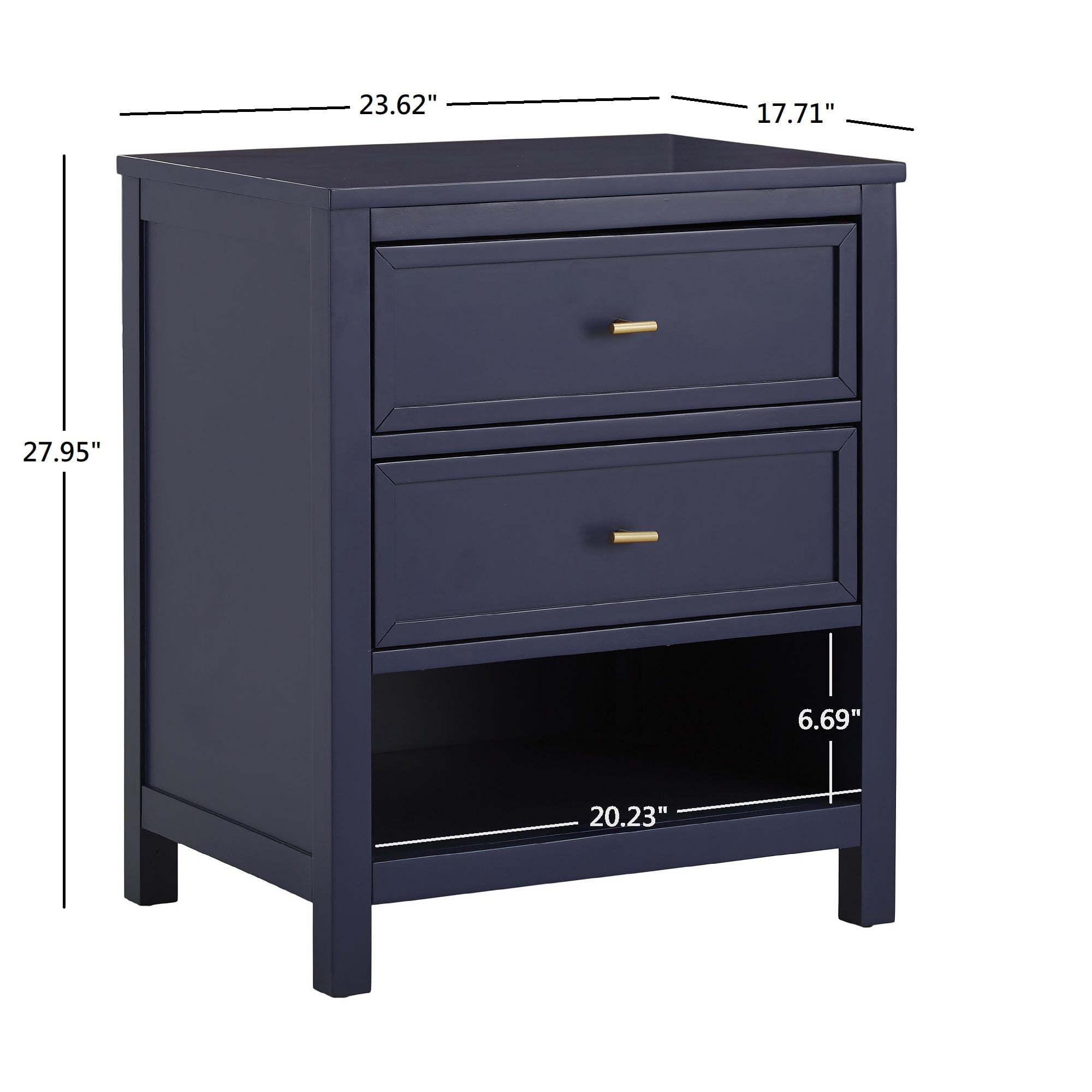Weston Home Danica Modern 2-Drawer Nightstand, Twilight Blue