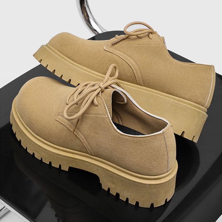 Xucatan Men's Classic Leather Round Lace Up Platform Round Toe