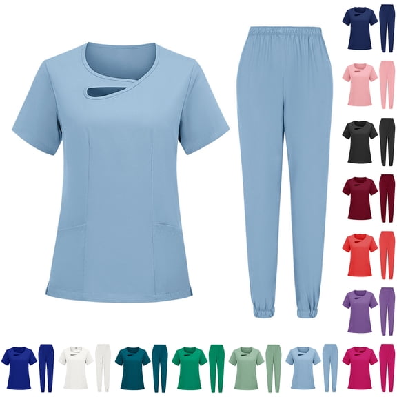 Hearthz Scrubs for Women Set Medical Uniform Nurse Uniform Jogger Suit Stretch Top & Pants Women Scrub Sets