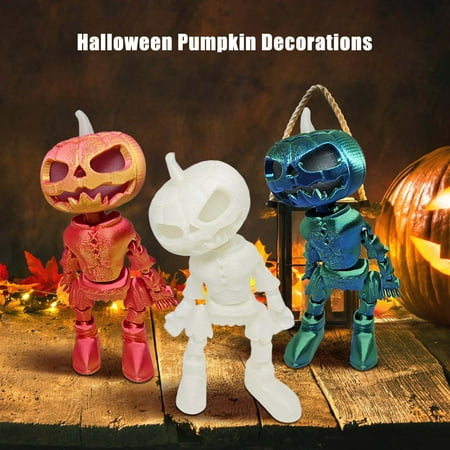 

Tnobhg Halloween Pumpkin Figurine Glow-in-the-Dark Pumpkin Man Figurine with Movable Joints Flameless Jack O Lantern Ornaments for House Party Decor Gifts