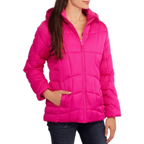 Faded Glory - Women's Plus-Size Hooded Puffer Jacket Coat - Walmart.com ...