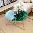 thumbnail image 6 of HLR 31.4" Round Coffee Table for Living Room, Wood Marble Green Side Table, Modern Center Table, 6 of 8