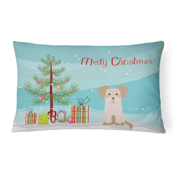 Carolines Treasures CK3889PW1216 Morkie 3 Christmas Tree Canvas Fabric Decorative Pillow, 12H x16W, multicolor