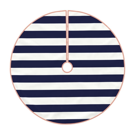 Rateoe Navy Blue And White Stripes Pattern Christmas Tree Skirt with Ties , Christmas Tree Decorations, Farmhouse Christmas Decor Xmas Holiday Decorations-30"