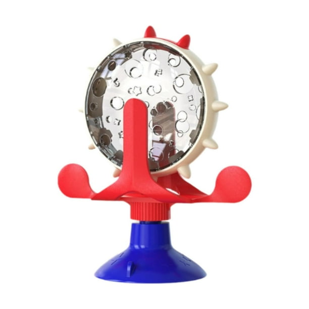 Cat Treat Dispenser Toy para perros pequeños y medianos Dispensador de alimentos Toy Sky Wheel Anti Slip Pet Alimentador Lento Interactivo Toy de gato Rojo azul