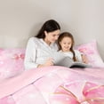 thumbnail image 4 of Manfei Sweet Pink Bow Twin Comforter Sets,Girls Personalized Letter A Bedding Set,Pink Reversible,2 Pieces,1 Comforter and 1 Pillowcase, 4 of 7
